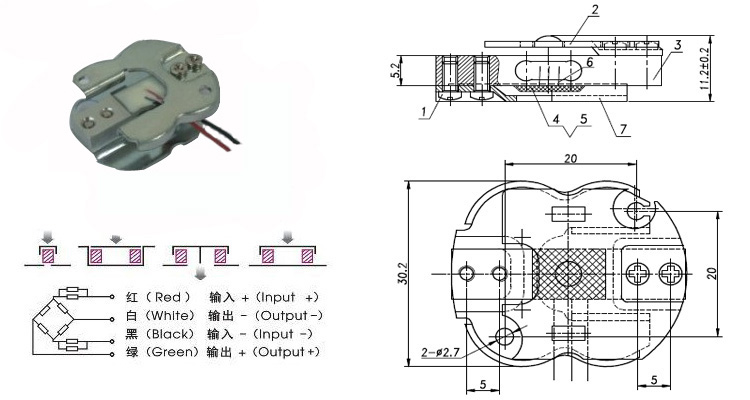 微型稱重傳感器PLD716A外形尺寸